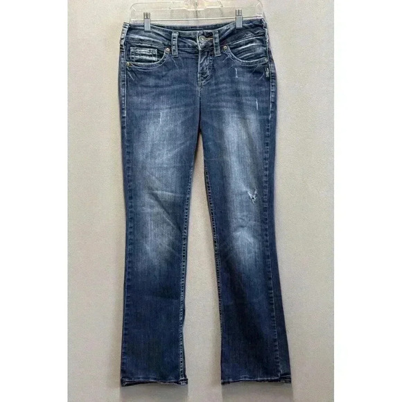 Silver Jeans Women's Size 28 Suki Mid Slim Bootcut Western Cowgirl Blue Denim‎ - Picture 1 of 9
